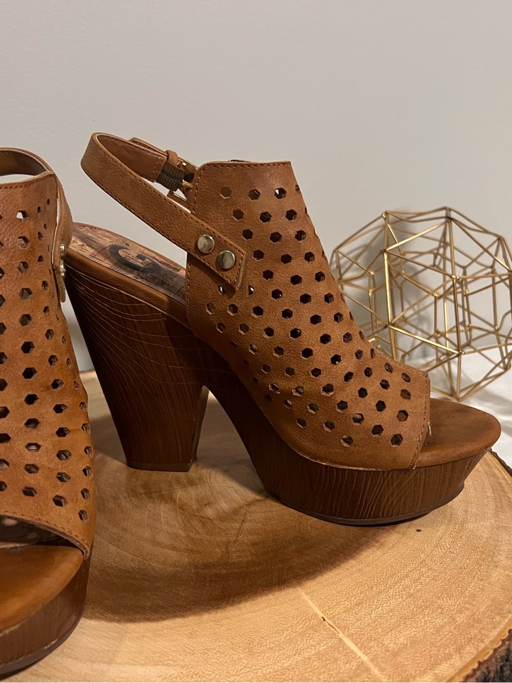 Brown wedges sandals
